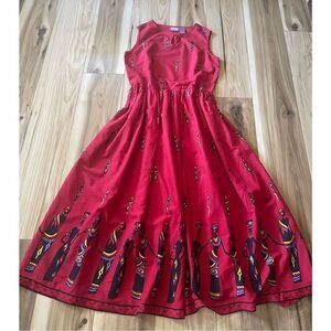 PREMIER INTERNATIONAL Cotton Red Vintage Maxi African print Dress